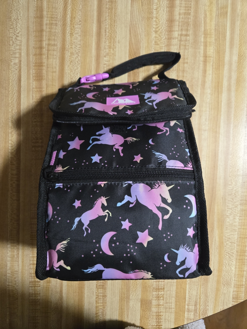 Kids Unicorn Lunch Bag - Black with Pink/Purple Gradient Unicorns